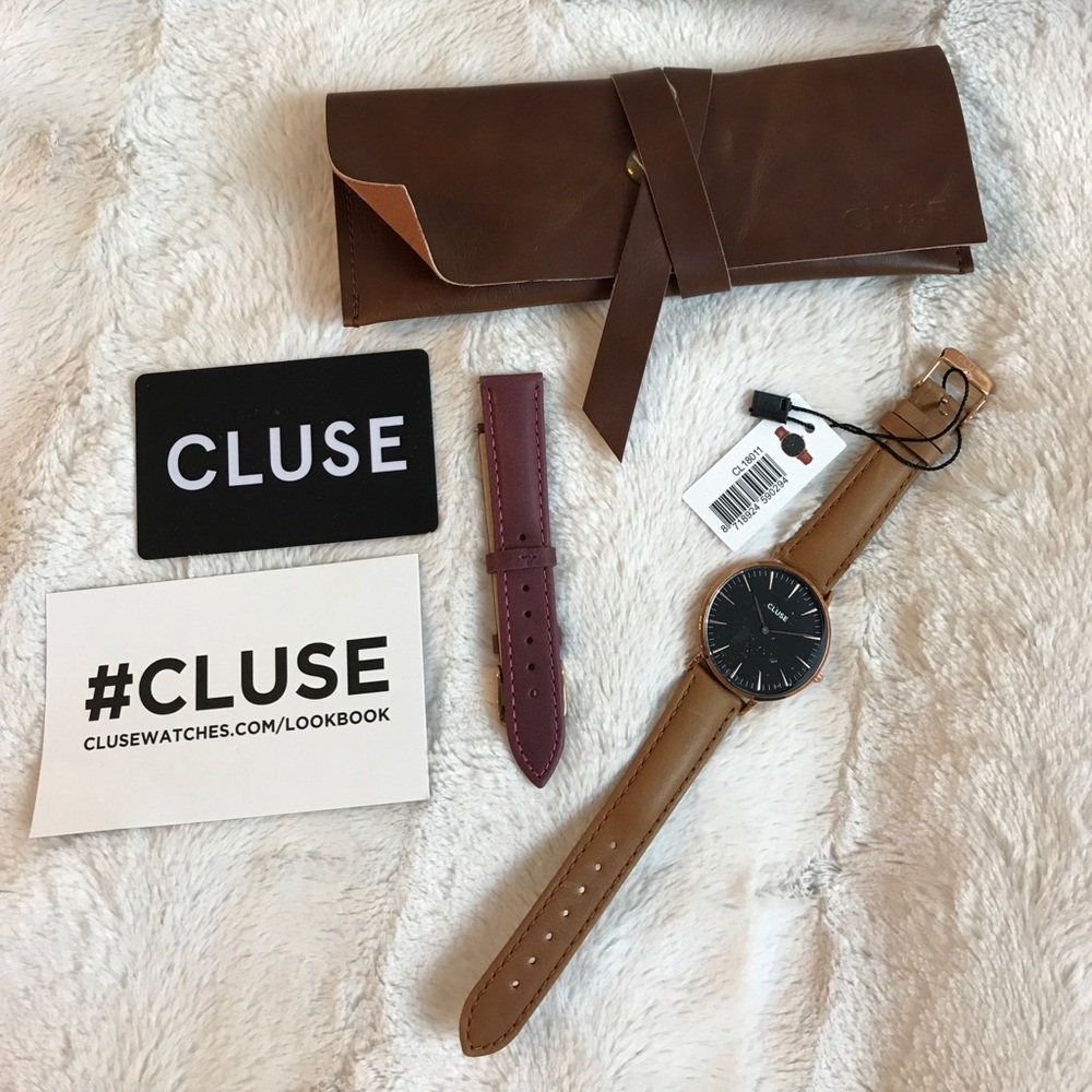 NWT CLUSE LA BOHÉME ROSE GOLD BLACK WATCH + strap